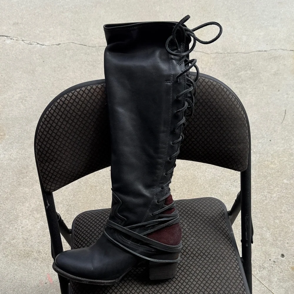 Freebird by Steven Black and Red Lace-Up Boots - Picture 3 of 3